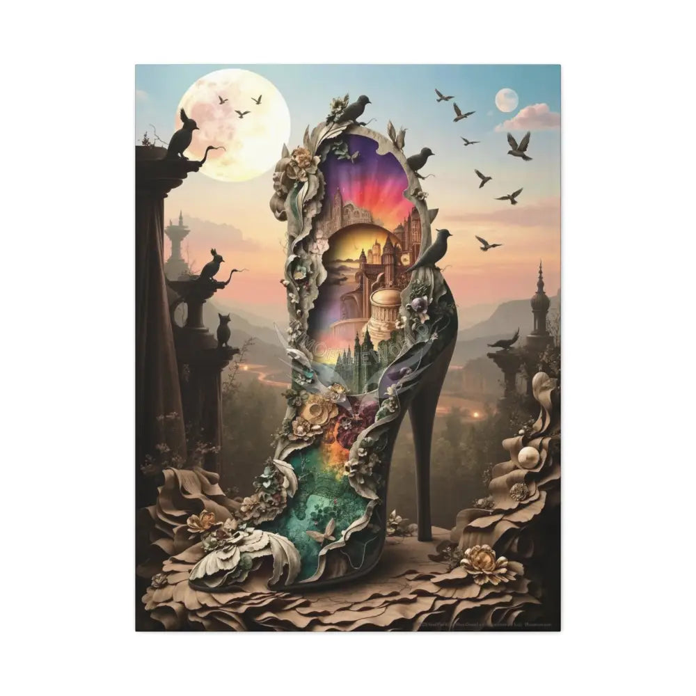 Surreal 3D Magic Stiletto Dimensional Canvas Art — 3D Portal Shoe Lover’s Wall Decor 30’’ x 40’’ (Vertical) / 1.25’’