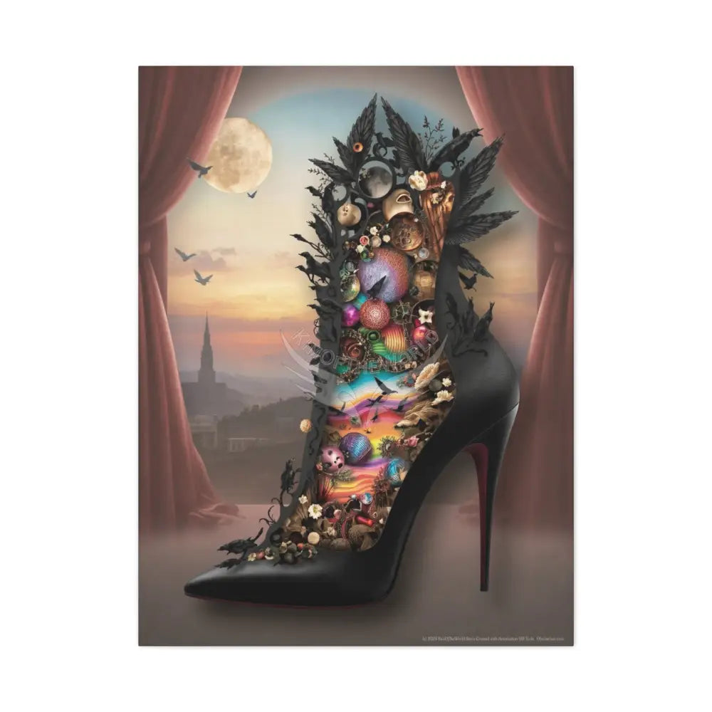 Surreal 3D Magic Stiletto Dimensional Canvas Art — 3D Portal Shoe Lover’s Wall Decor 30’’ x 40’’ (Vertical) / 1.25’’