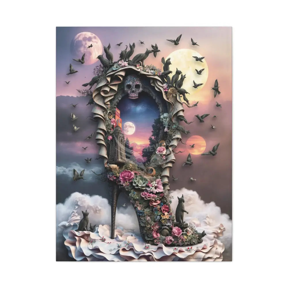 Surreal 3D Magic Stiletto Dimensional Canvas Art — 3D Portal Shoe Lover’s Wall Decor 30’’ x 40’’ (Vertical) / 1.25’’