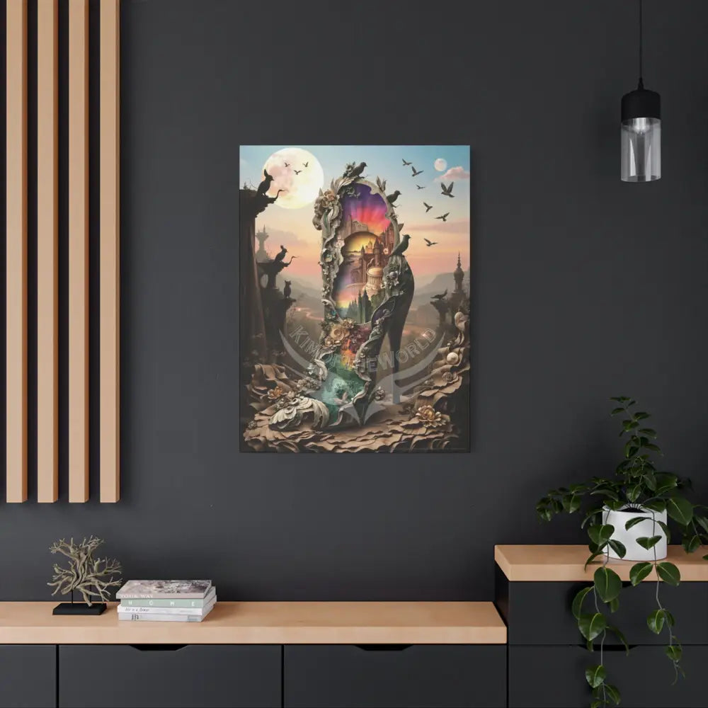 Surreal 3D Magic Stiletto Dimensional Canvas Art — 3D Portal Shoe Lover’s Wall Decor Canvas