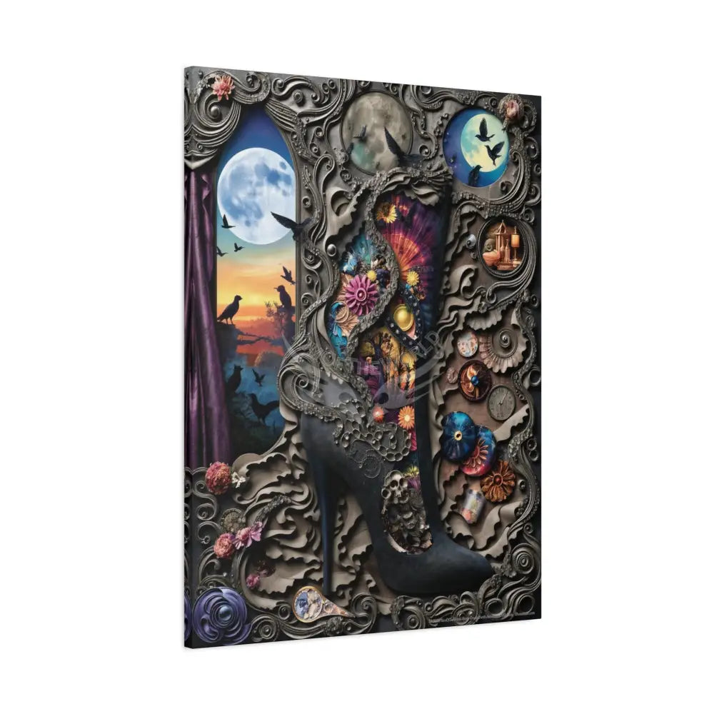 Surreal 3D Magic Stiletto Dimensional Canvas Art — 3D Portal Shoe Lover’s Wall Decor Canvas