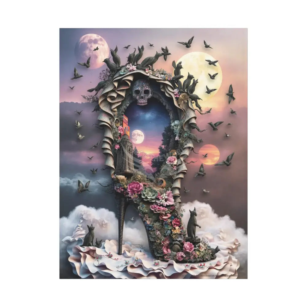 Surreal 3D Magic Stiletto Dimensional Canvas Art — 3D Portal Shoe Lover’s Wall Decor 36’’ x 48’’ (Vertical) / 1.25’’