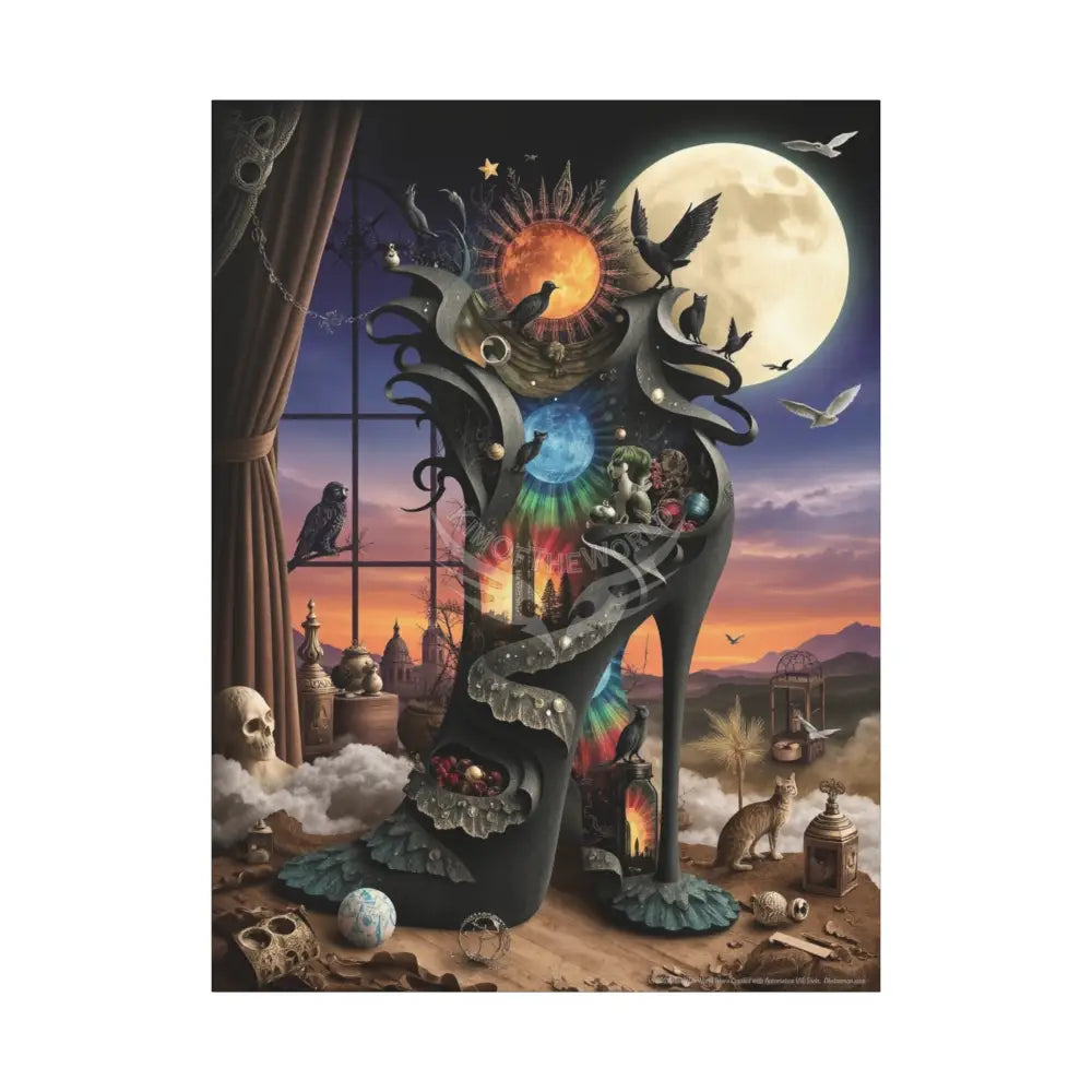 Surreal 3D Magic Stiletto Dimensional Canvas Art — 3D Portal Shoe Lover’s Wall Decor 36’’ x 48’’ (Vertical) / 1.25’’