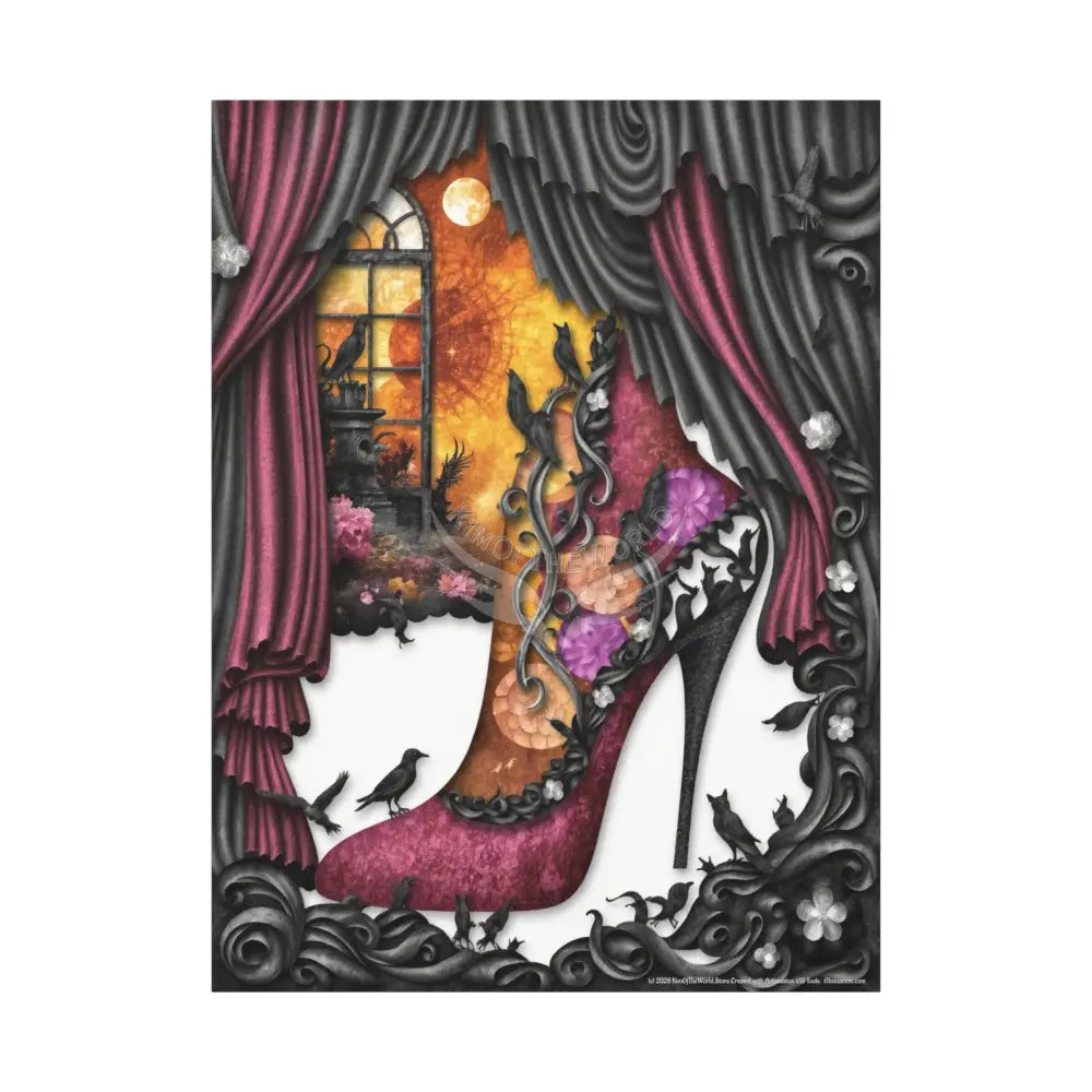 Surreal 3D Magic Stiletto Dimensional Canvas Art — 3D Portal Shoe Lover’s Wall Decor 36’’ x 48’’ (Vertical) / 1.25’’