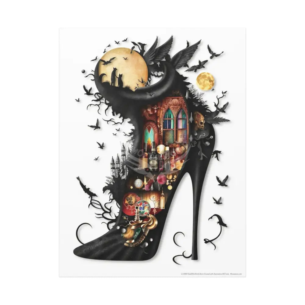 Surreal 3D Magic Stiletto Dimensional Canvas Art — 3D Portal Shoe Lover’s Wall Decor 36’’ x 48’’ (Vertical) / 1.25’’