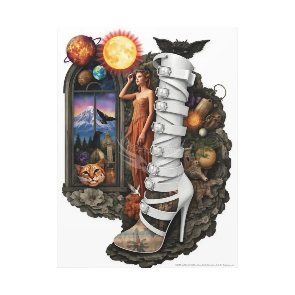Surreal 3D Magic Stiletto Dimensional Canvas Art — 3D Portal Shoe Lover’s Wall Decor 36’’ x 48’’ (Vertical) / 1.25’’