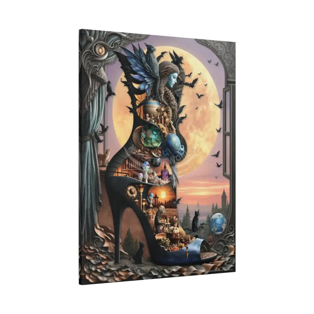 Surreal 3D Magic Stiletto Dimensional Canvas Art — 3D Portal Shoe Lover’s Wall Decor Canvas