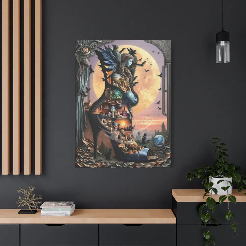 Surreal 3D Magic Stiletto Dimensional Canvas Art — 3D Portal Shoe Lover’s Wall Decor Canvas