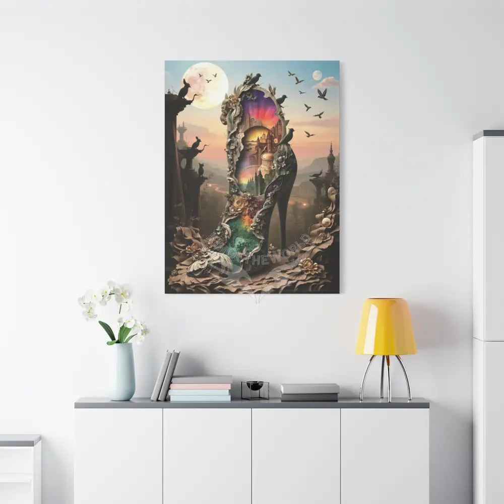Surreal 3D Magic Stiletto Dimensional Canvas Art — 3D Portal Shoe Lover’s Wall Decor Canvas