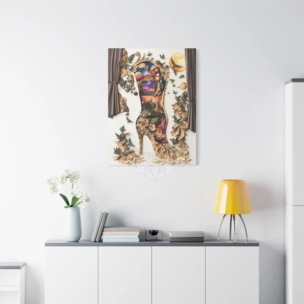 Surreal 3D Magic Stiletto Dimensional Canvas Art — 3D Portal Shoe Lover’s Wall Decor Canvas