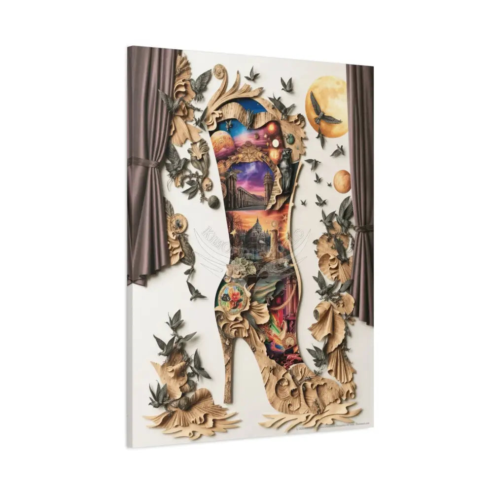 Surreal 3D Magic Stiletto Dimensional Canvas Art — 3D Portal Shoe Lover’s Wall Decor Canvas