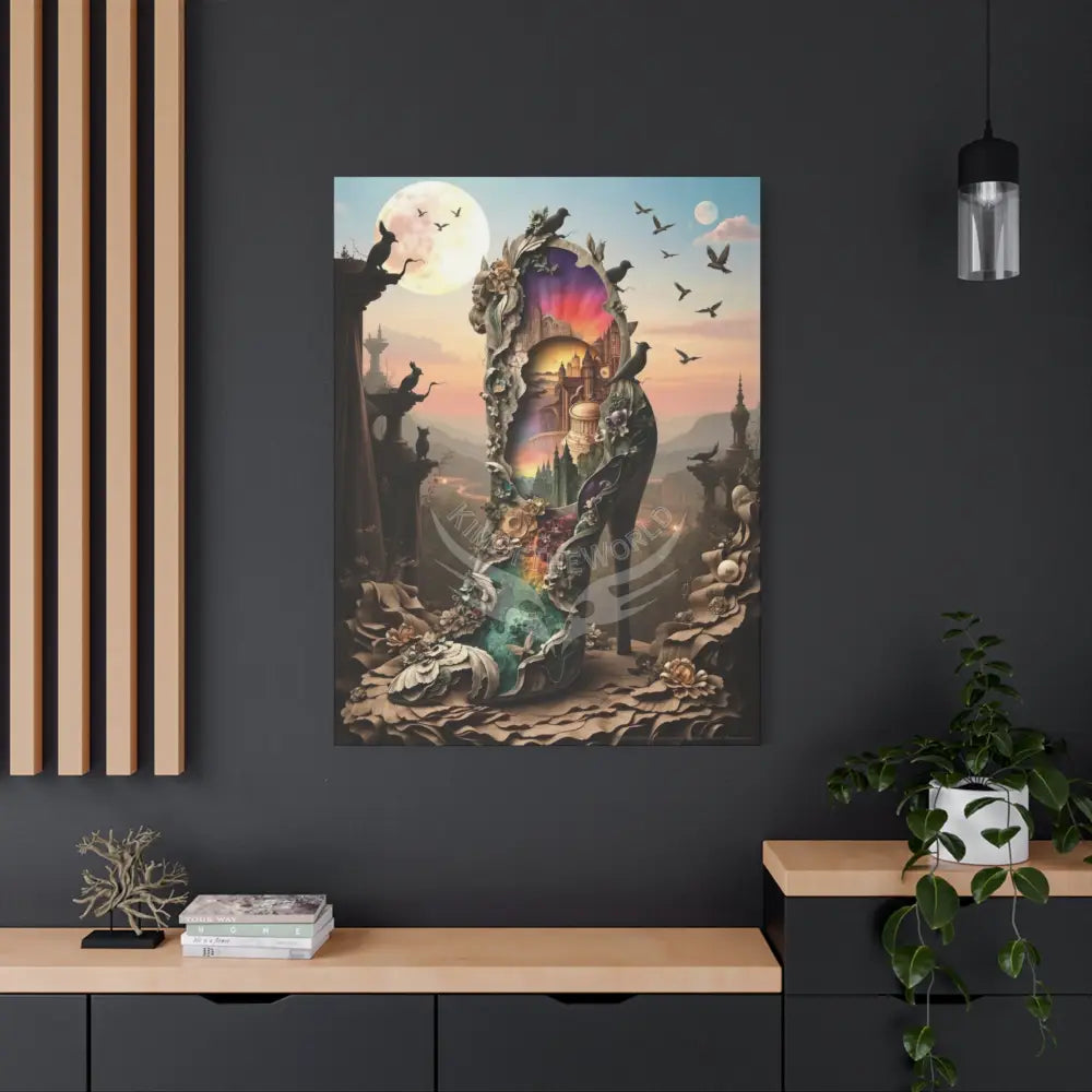Surreal 3D Magic Stiletto Dimensional Canvas Art — 3D Portal Shoe Lover’s Wall Decor Canvas