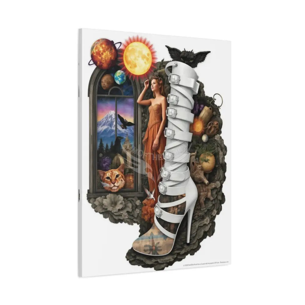 Surreal 3D Magic Stiletto Dimensional Canvas Art — 3D Portal Shoe Lover’s Wall Decor Canvas