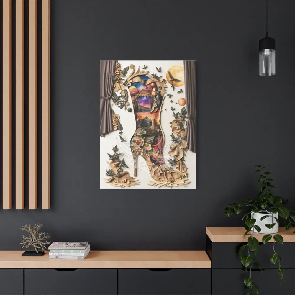 Surreal 3D Magic Stiletto Dimensional Canvas Art — 3D Portal Shoe Lover’s Wall Decor Canvas
