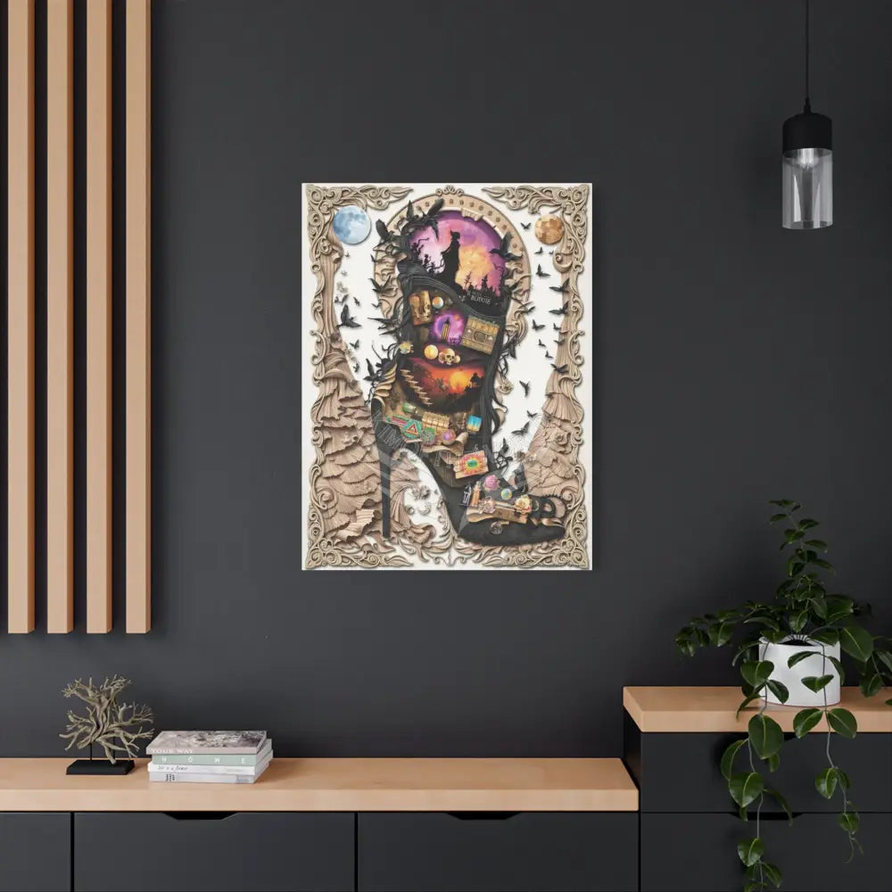 Surreal 3D Magic Stiletto Dimensional Canvas Art — 3D Portal Shoe Lover’s Wall Decor Canvas