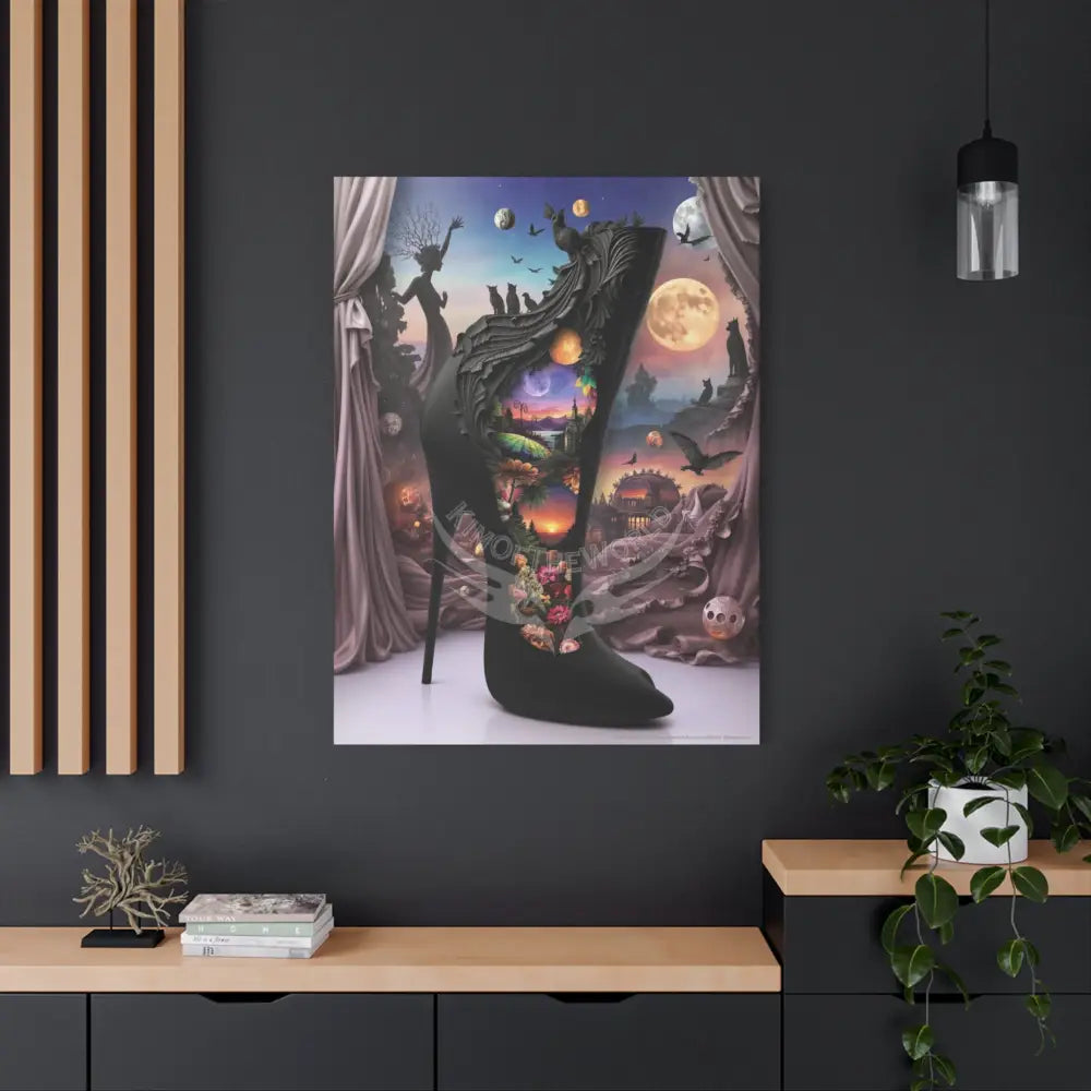 Surreal 3D Magic Stiletto Dimensional Canvas Art — 3D Portal Shoe Lover’s Wall Decor Canvas