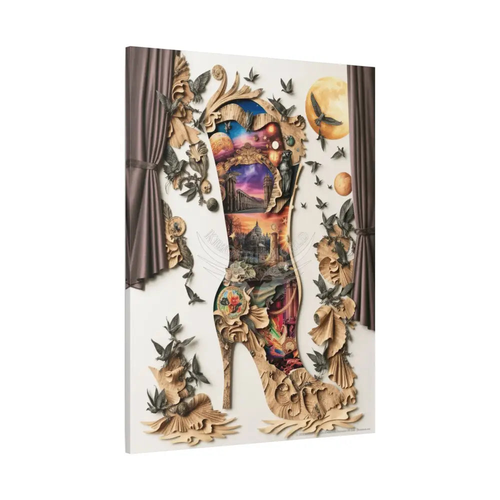 Surreal 3D Magic Stiletto Dimensional Canvas Art — 3D Portal Shoe Lover’s Wall Decor Canvas