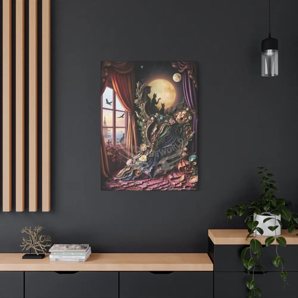 Surreal 3D Magic Stiletto Dimensional Cat Canvas Art — 3D Portal Shoe Lover’s Wall Decor Canvas