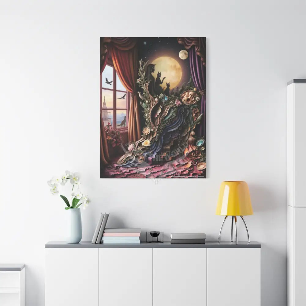 Surreal 3D Magic Stiletto Dimensional Cat Canvas Art — 3D Portal Shoe Lover’s Wall Decor Canvas