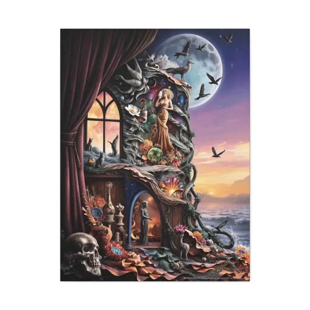 Surreal 3D Magic Stiletto Dimensional Cats Canvas Art — 3D Portal Shoe Lover’s Wall Decor 30’’ x 40’’ (Vertical)