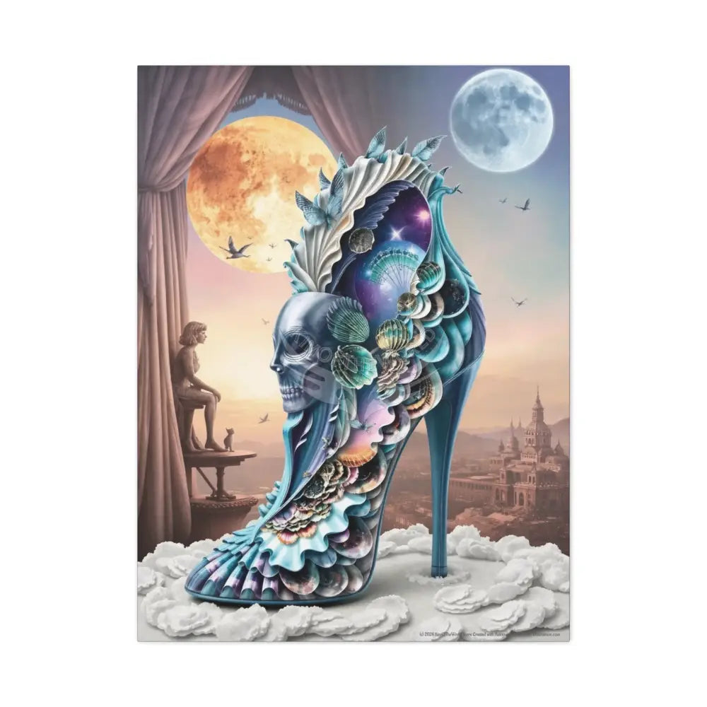 Surreal 3D Magic Stiletto Dimensional Cats Canvas Art — 3D Portal Shoe Lover’s Wall Decor 30’’ x 40’’ (Vertical)
