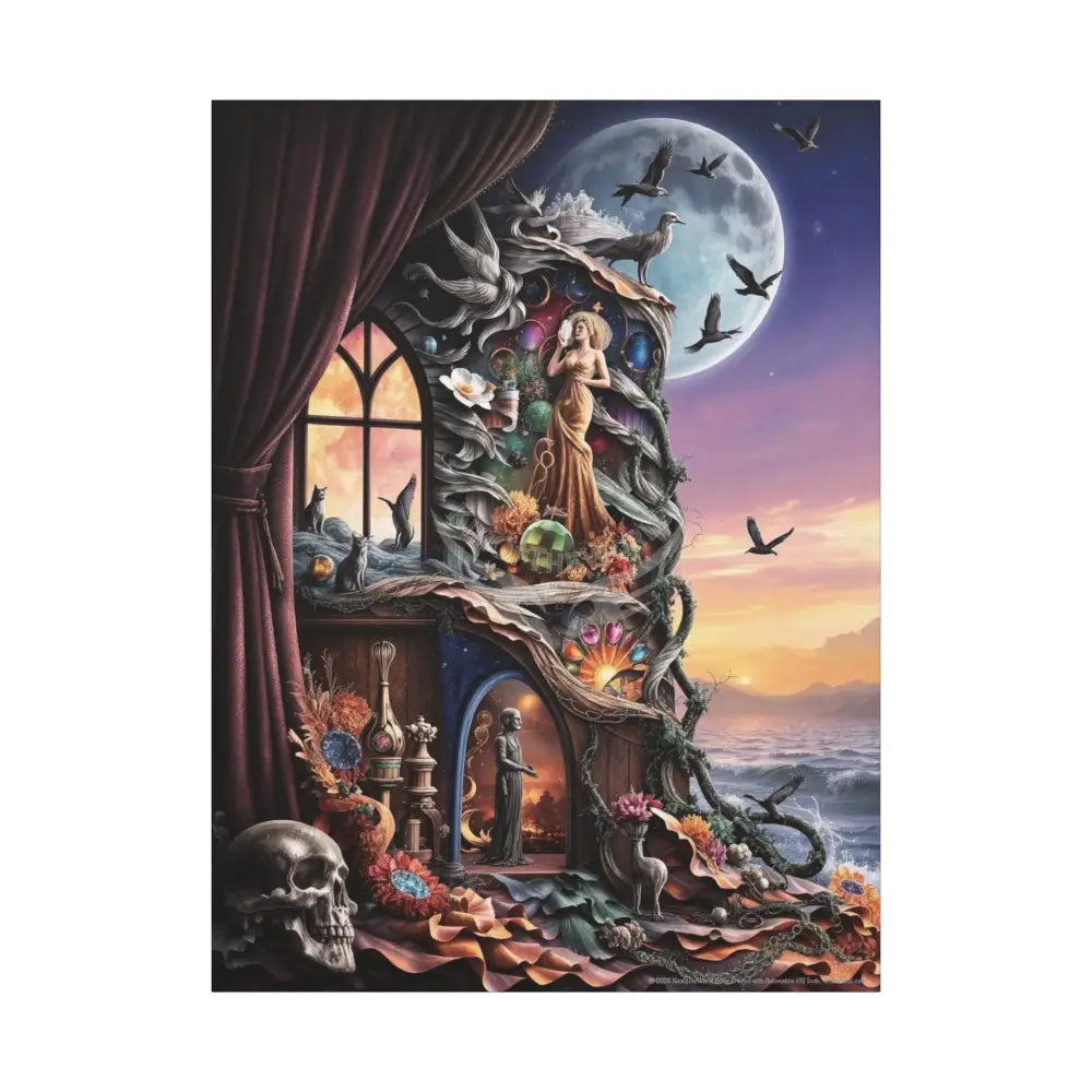 Surreal 3D Magic Stiletto Dimensional Cats Canvas Art — 3D Portal Shoe Lover’s Wall Decor 36’’ x 48’’ (Vertical)