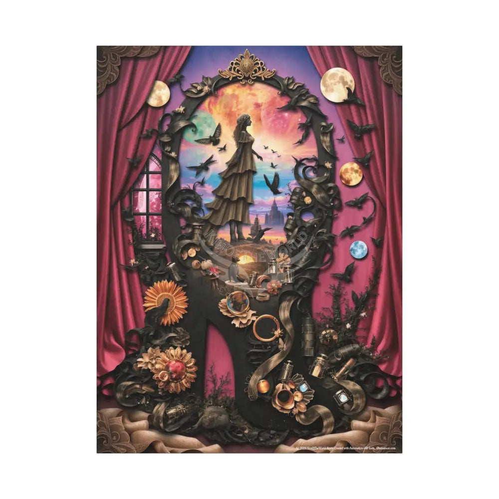 Surreal 3D Magic Stiletto Dimensional Cats Canvas Art — 3D Portal Shoe Lover’s Wall Decor 36’’ x 48’’ (Vertical)