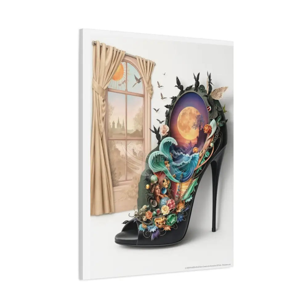 Surreal 3D Magic Stiletto Dimensional Cats Canvas Art — 3D Portal Shoe Lover’s Wall Decor Canvas