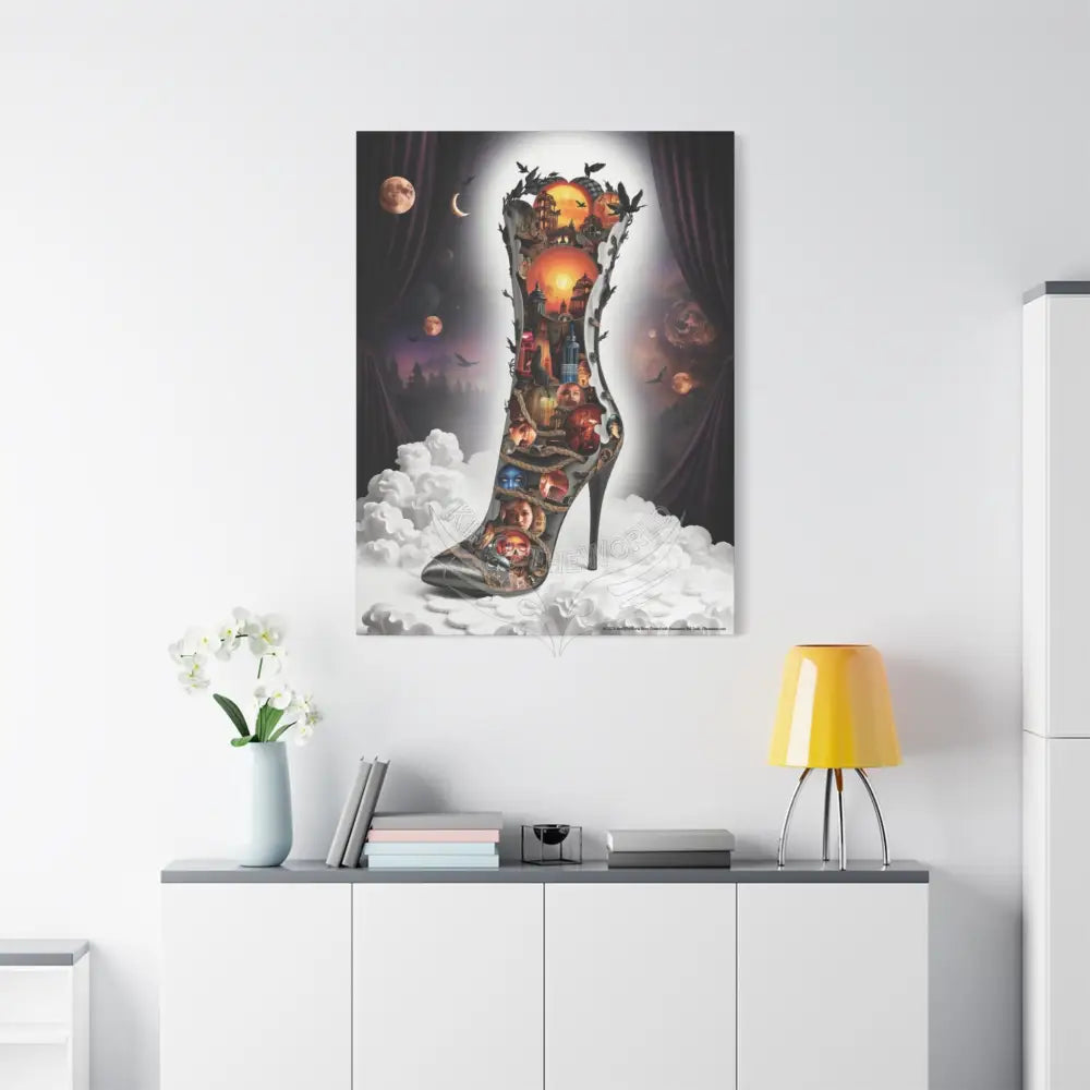 Surreal 3D Magic Stiletto Dimensional Cats Canvas Art — 3D Portal Shoe Lover’s Wall Decor Canvas