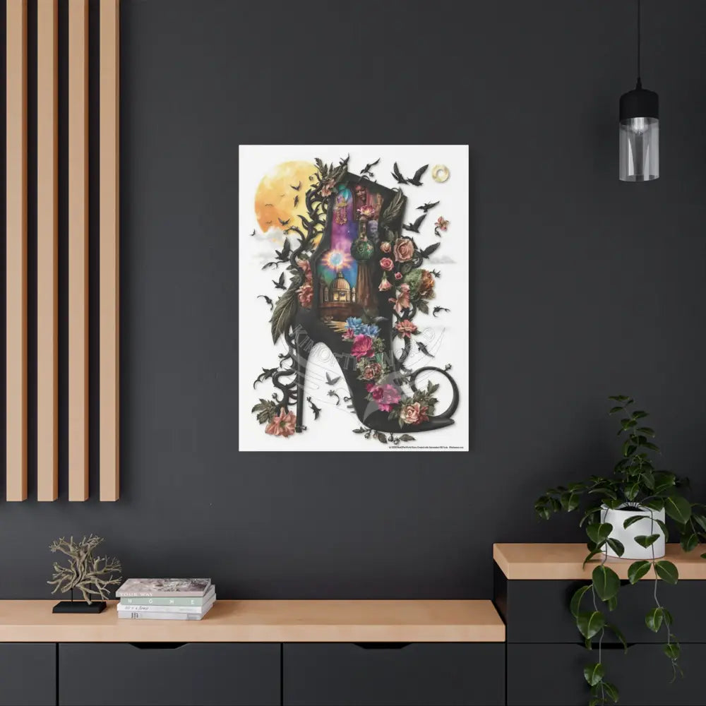 Surreal 3D Magic Stiletto Dimensional Cats Canvas Art — 3D Portal Shoe Lover’s Wall Decor Canvas