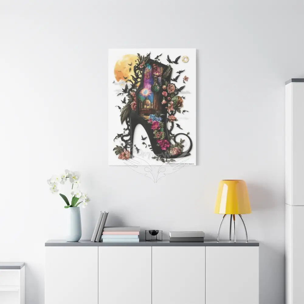 Surreal 3D Magic Stiletto Dimensional Cats Canvas Art — 3D Portal Shoe Lover’s Wall Decor Canvas