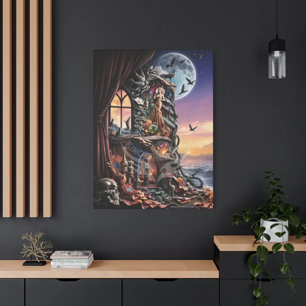 Surreal 3D Magic Stiletto Dimensional Cats Canvas Art — 3D Portal Shoe Lover’s Wall Decor Canvas
