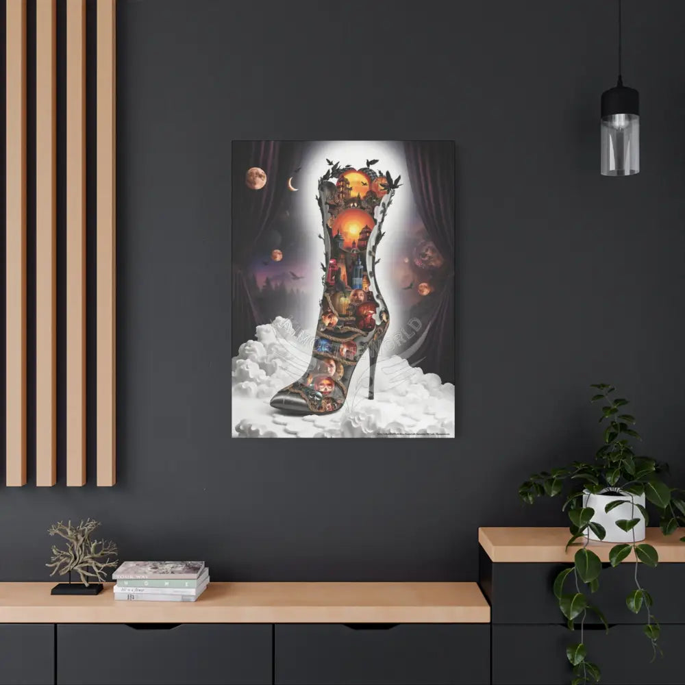 Surreal 3D Magic Stiletto Dimensional Cats Canvas Art — 3D Portal Shoe Lover’s Wall Decor Canvas