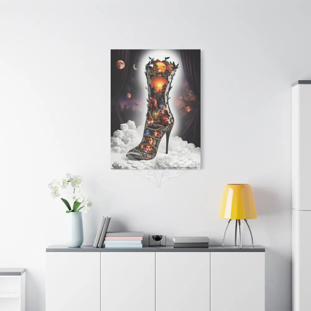 Surreal 3D Magic Stiletto Dimensional Cats Canvas Art — 3D Portal Shoe Lover’s Wall Decor Canvas