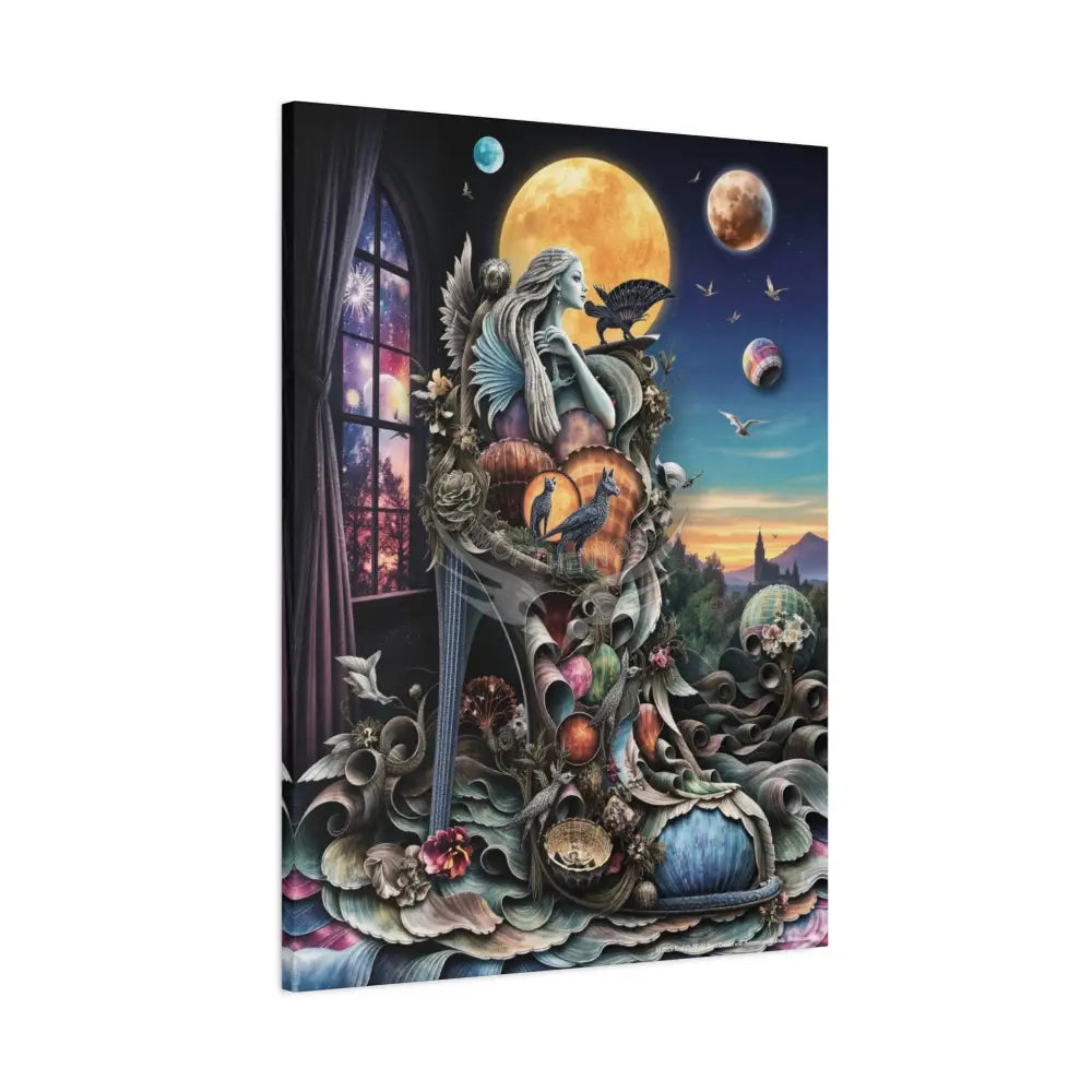 Surreal 3D Magic Stiletto Dimensional Heels Canvas Art — 3D Portal Shoe Lover’s Wall Decor Canvas