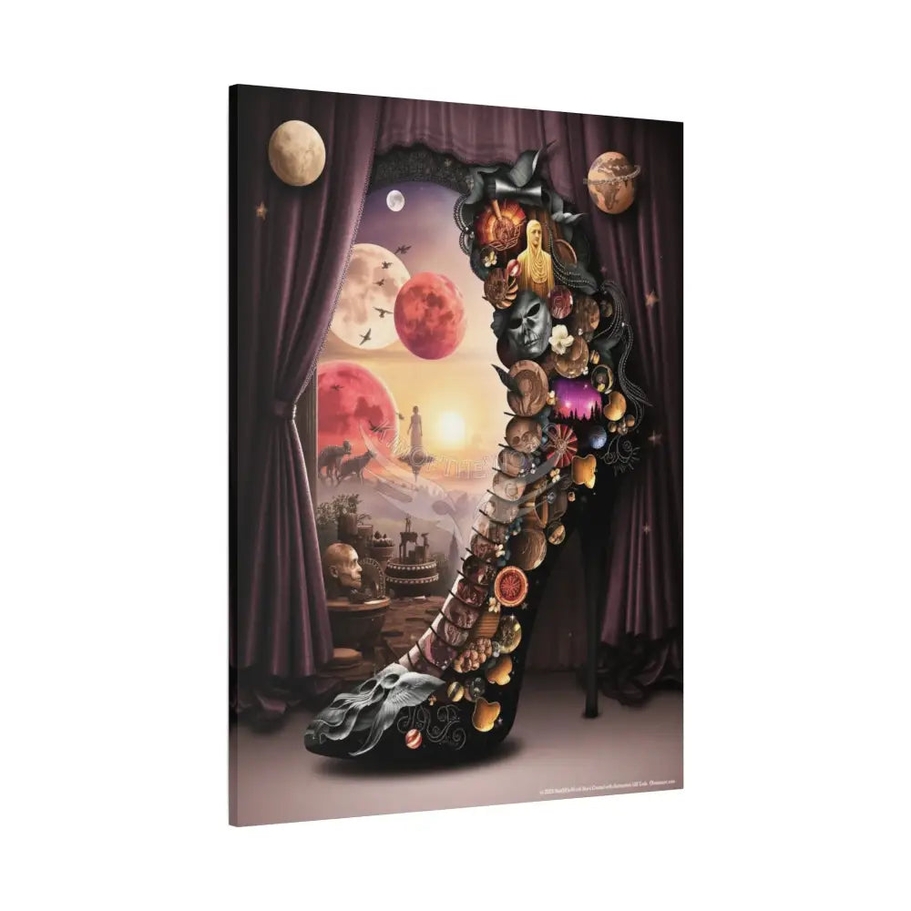 Surreal 3D Magic Stiletto Dimensional Heels Canvas Art — 3D Portal Shoe Lover’s Wall Decor Canvas