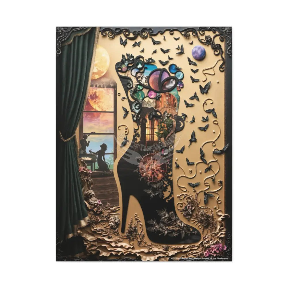 Surreal 3D Magic Stiletto Dimensional Heels Canvas Art — 3D Portal Shoe Lover’s Wall Decor 30’’ x 40’’ (Vertical)