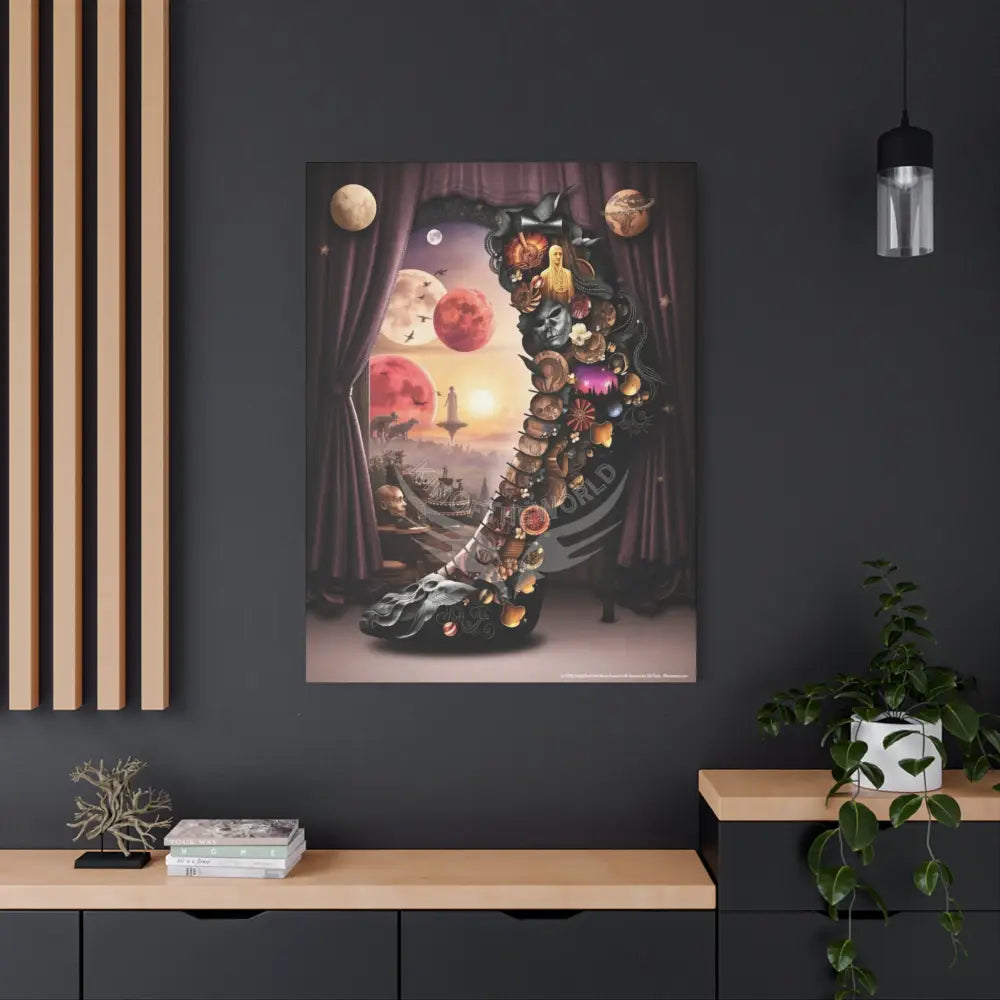 Surreal 3D Magic Stiletto Dimensional Heels Canvas Art — 3D Portal Shoe Lover’s Wall Decor Canvas