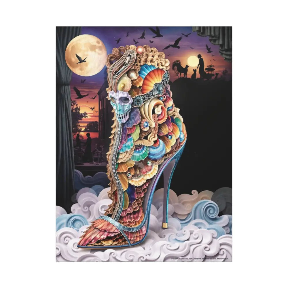 Surreal 3D Magic Stiletto Dimensional Heels Canvas Art — 3D Portal Shoe Lover’s Wall Decor 36’’ x 48’’ (Vertical)