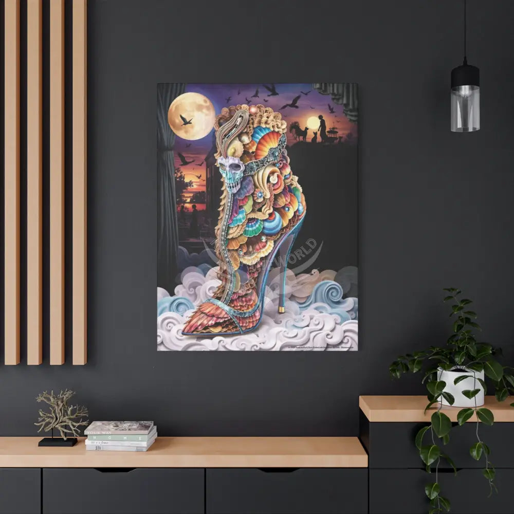 Surreal 3D Magic Stiletto Dimensional Heels Canvas Art — 3D Portal Shoe Lover’s Wall Decor Canvas