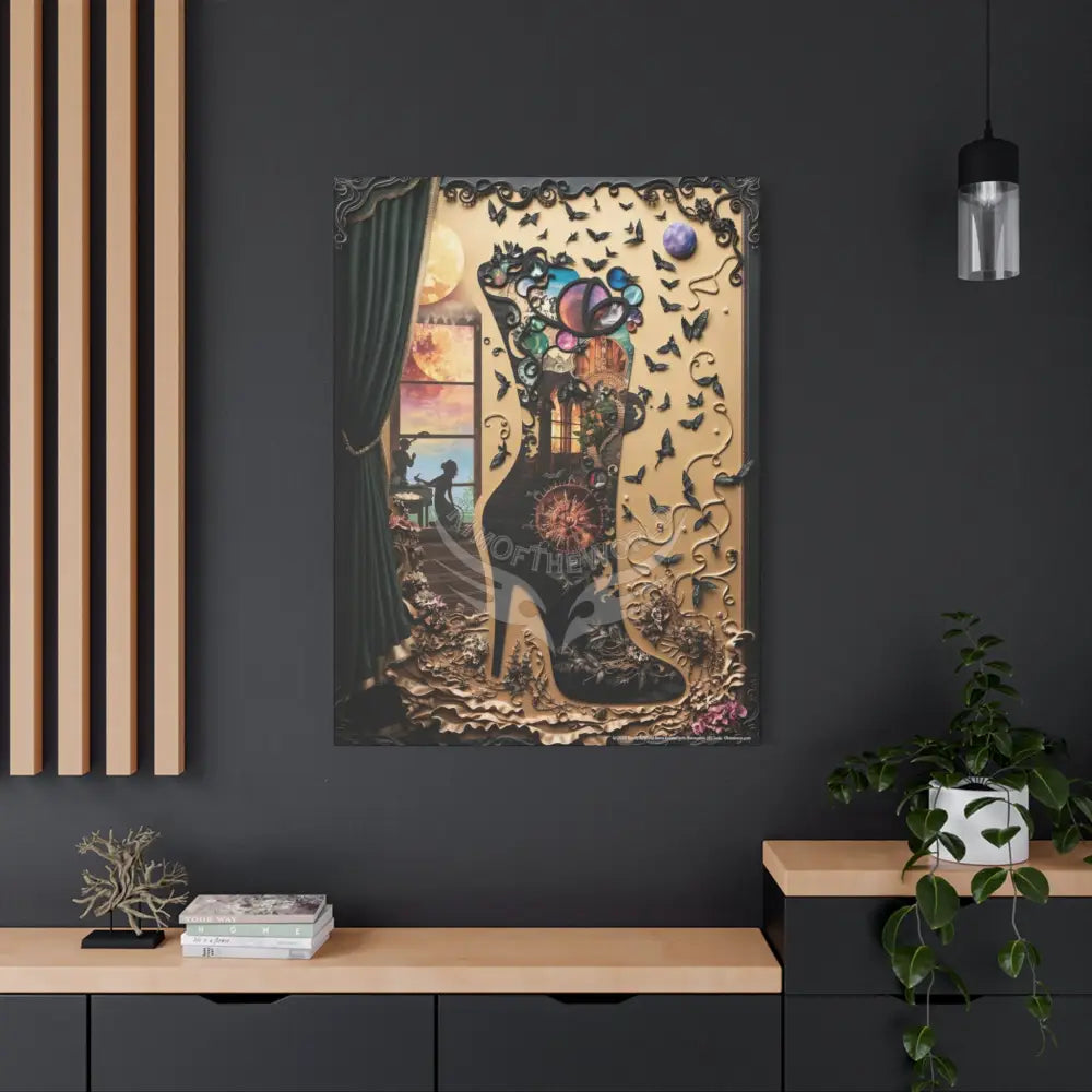 Surreal 3D Magic Stiletto Dimensional Heels Canvas Art — 3D Portal Shoe Lover’s Wall Decor Canvas