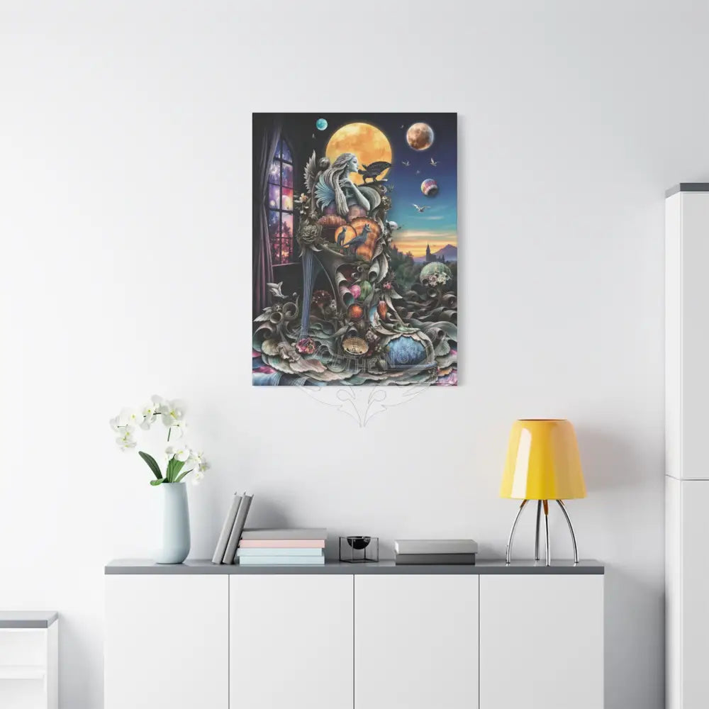 Surreal 3D Magic Stiletto Dimensional Heels Canvas Art — 3D Portal Shoe Lover’s Wall Decor Canvas