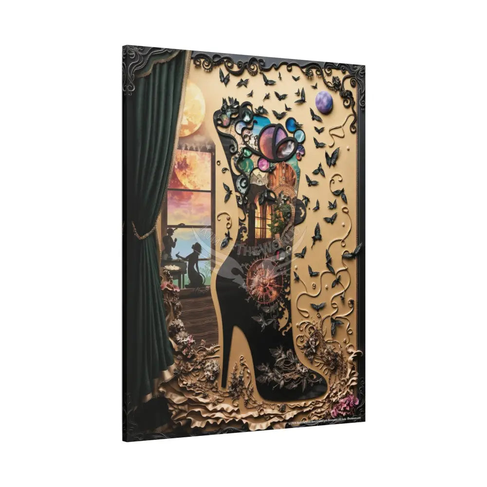 Surreal 3D Magic Stiletto Dimensional Heels Canvas Art — 3D Portal Shoe Lover’s Wall Decor Canvas
