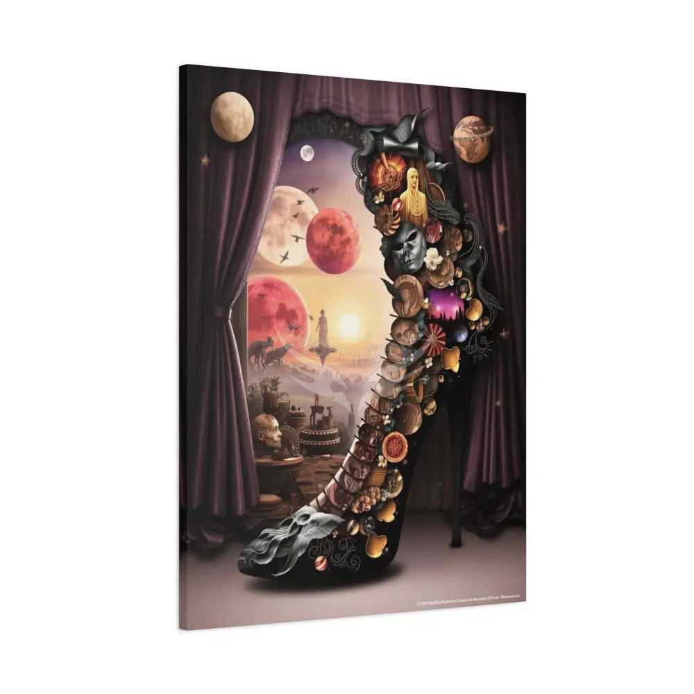 Surreal 3D Magic Stiletto Dimensional Heels Canvas Art — 3D Portal Shoe Lover’s Wall Decor Canvas
