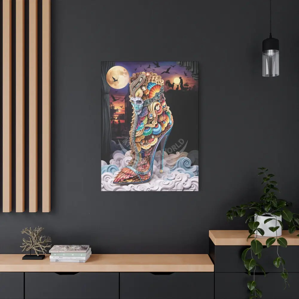 Surreal 3D Magic Stiletto Dimensional Heels Canvas Art — 3D Portal Shoe Lover’s Wall Decor Canvas