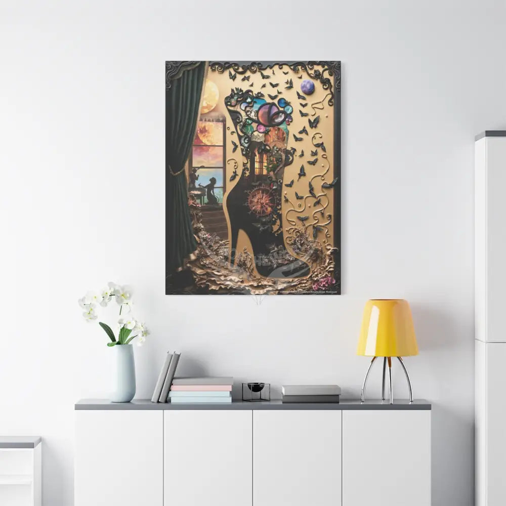 Surreal 3D Magic Stiletto Dimensional Heels Canvas Art — 3D Portal Shoe Lover’s Wall Decor Canvas