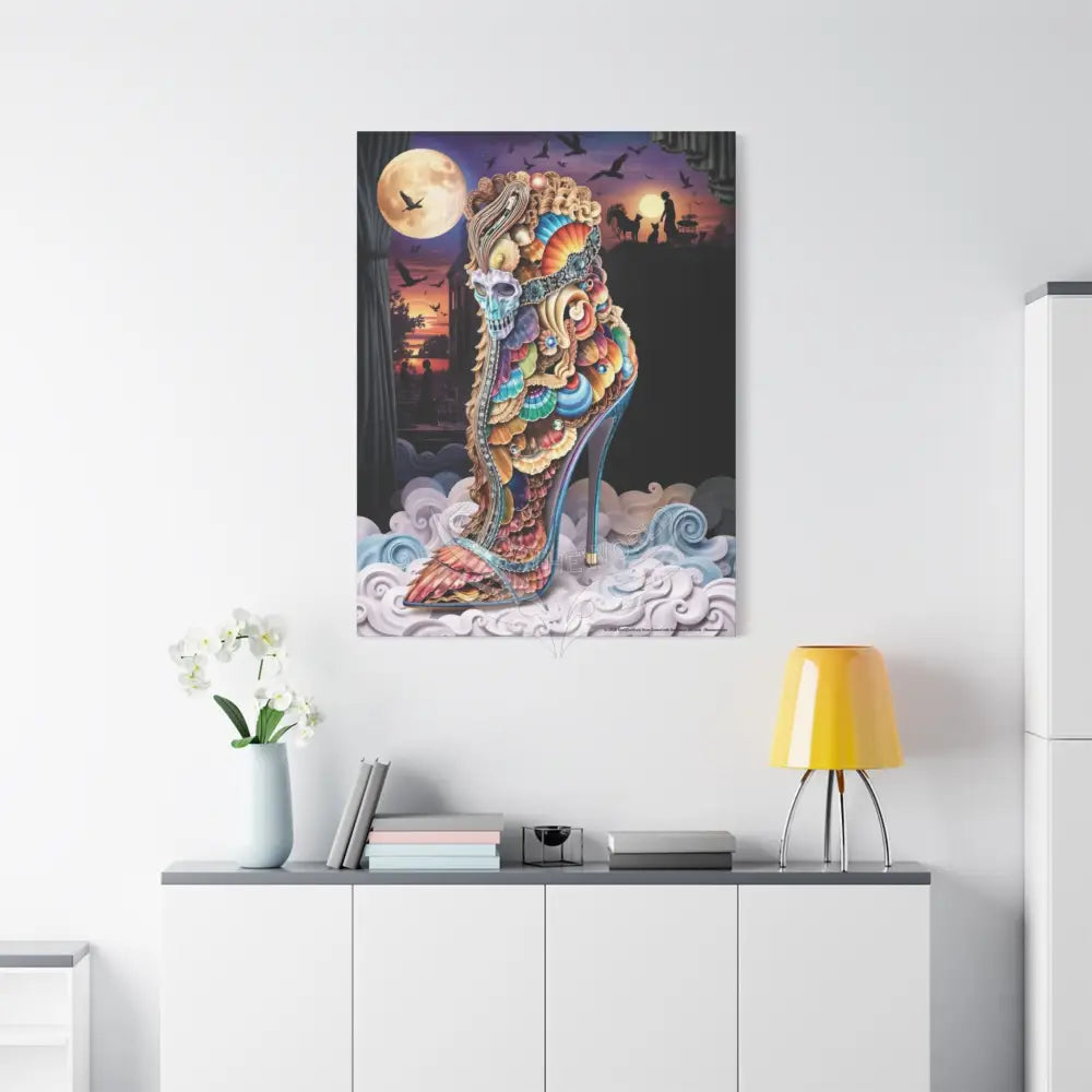 Surreal 3D Magic Stiletto Dimensional Heels Canvas Art — 3D Portal Shoe Lover’s Wall Decor Canvas