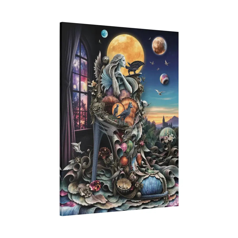 Surreal 3D Magic Stiletto Dimensional Heels Canvas Art — 3D Portal Shoe Lover’s Wall Decor Canvas