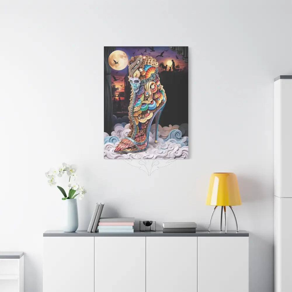 Surreal 3D Magic Stiletto Dimensional Heels Canvas Art — 3D Portal Shoe Lover’s Wall Decor Canvas