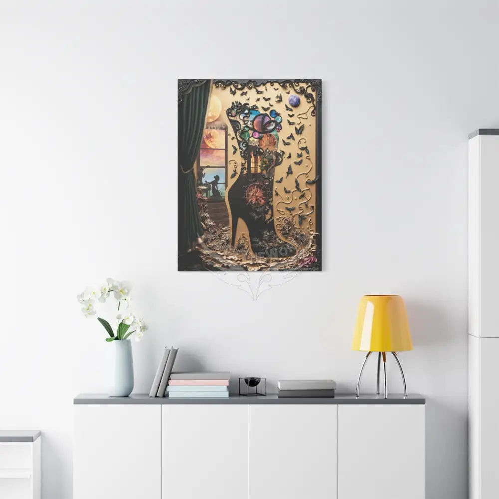 Surreal 3D Magic Stiletto Dimensional Heels Canvas Art — 3D Portal Shoe Lover’s Wall Decor Canvas